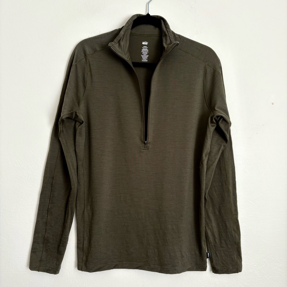 REI 100% Merino Wool 1/2 Zip Performance Fit Baselayer Sz S Activewear Workout